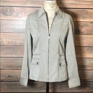 Jones of New York Sport Zip Up Striped Jacket SZ M